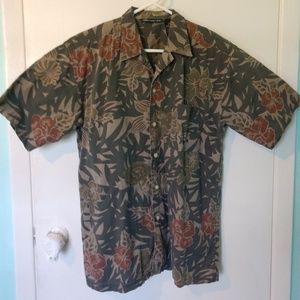 No Boundaries Mens Med Floral /Camo Hawaiian Shirt